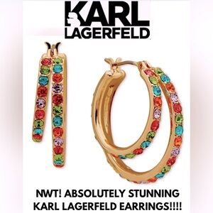 NWT! KARL LAGERFELD EARRINGS! 2025 SPRING! EYE CATCHING SHINE! STANDOUT! 5 ⭐️’S!